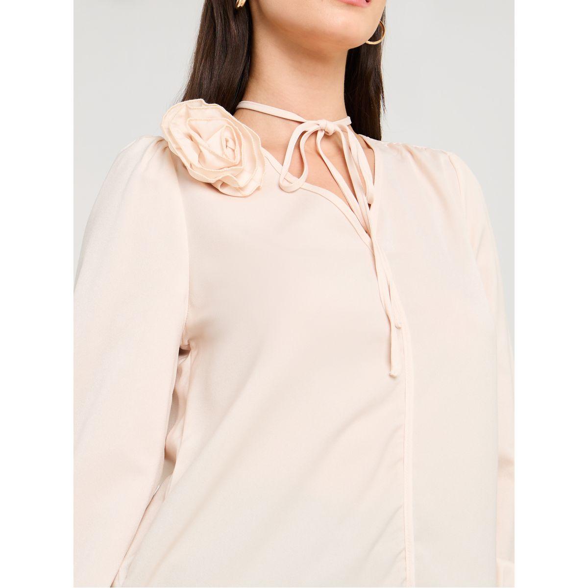 بلوزة كاجوال بياقة بأربطة-women-clothing-shirtsandblouses-blouses-image-3