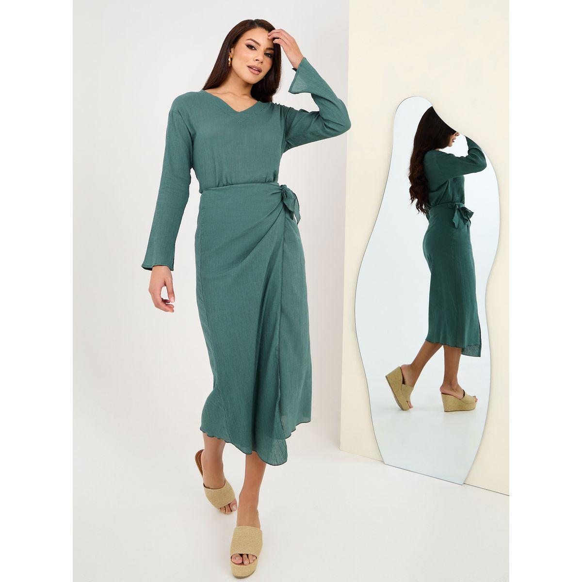 بلوزة كاجوال بأكمام مزينة بشق-women-clothing-shirtsandblouses-blouses-image-2