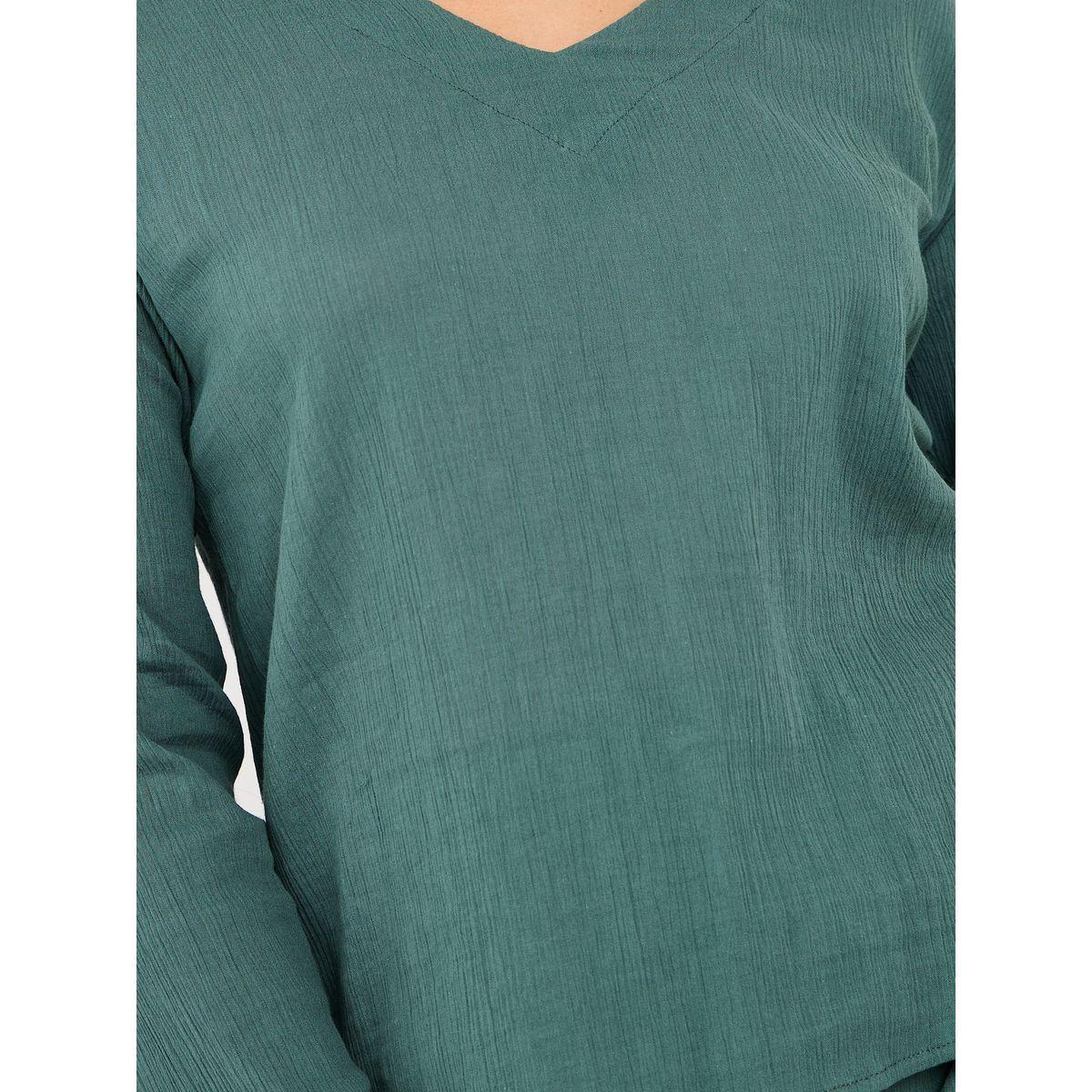 Styli Crinkled V Neck Blouse With Slit Sleeve-women-clothing-shirtsandblouses-blouses-image-4