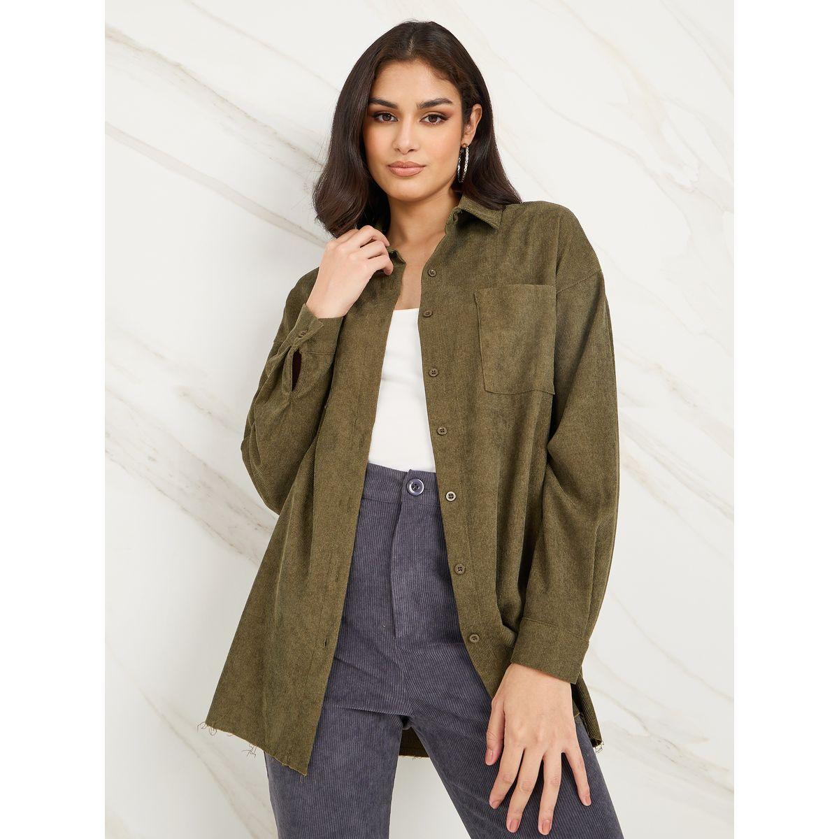بلوزة كوردروي واسعة بأزرار غلق-women-clothing-shirtsandblouses-shirts-image-1
