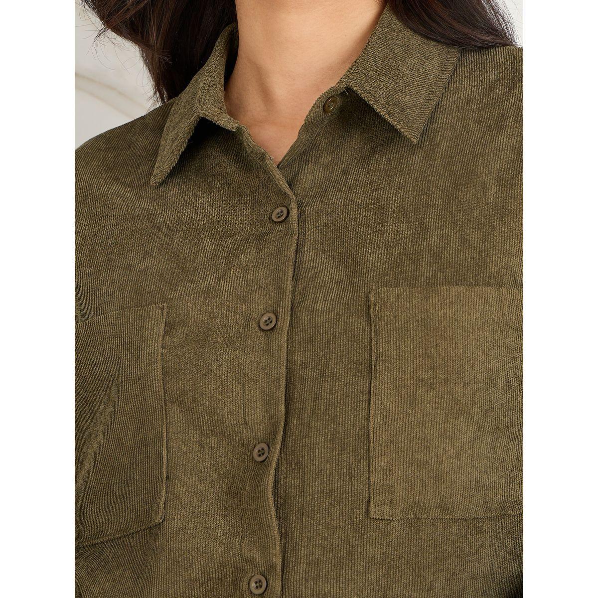 Styli Corduroy Button Down Collared Oversized Shirt-women-clothing-shirtsandblouses-shirts-image-4