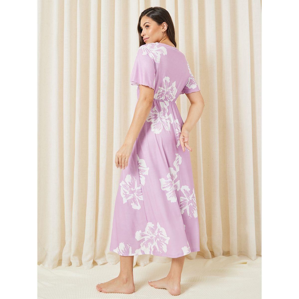 Styli Unwind Floral Print Wrap Over Nightdress-women-clothing-nightwear-nighties-image-5