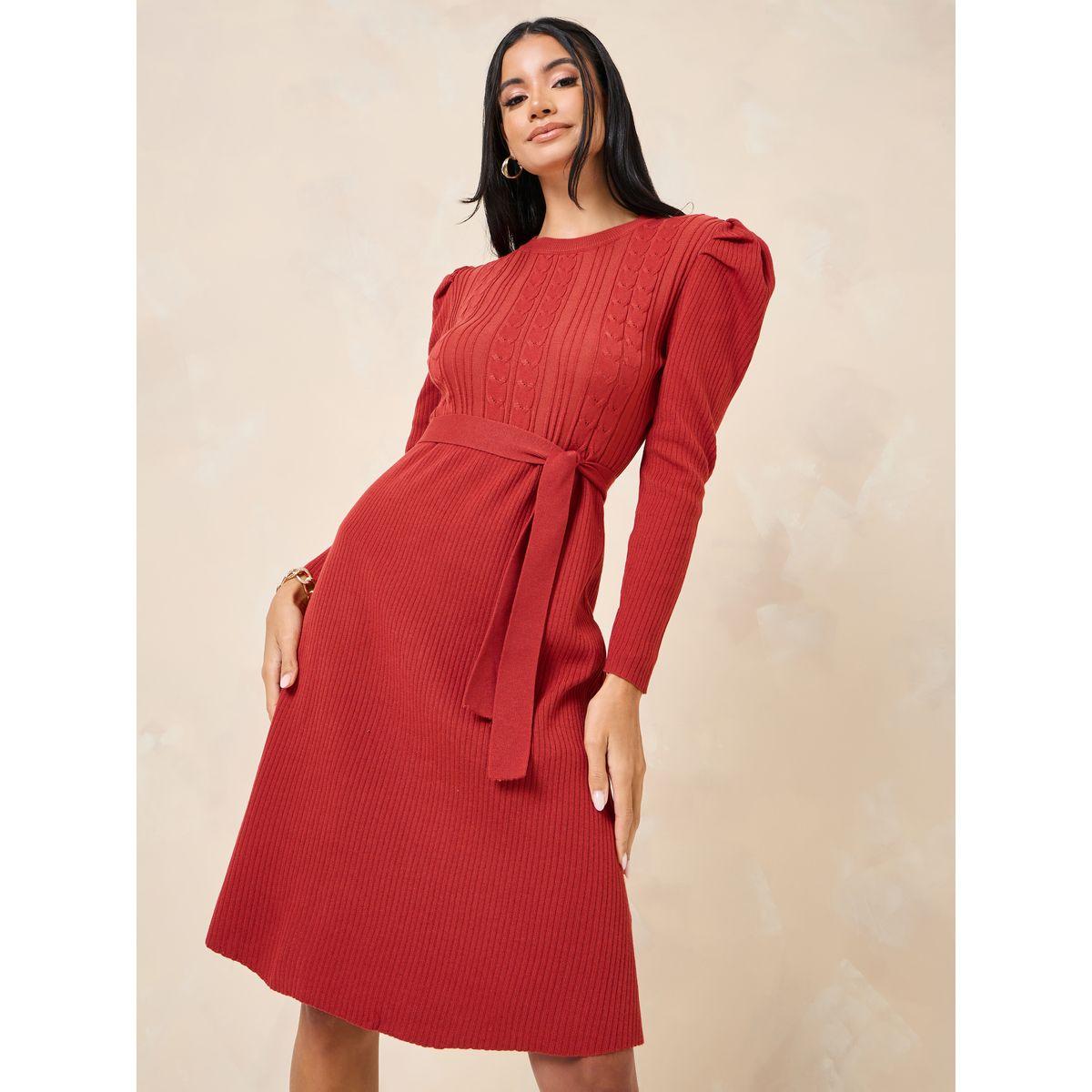 فستان محبوك بطول الركبة-women-clothing-dresses-image-1