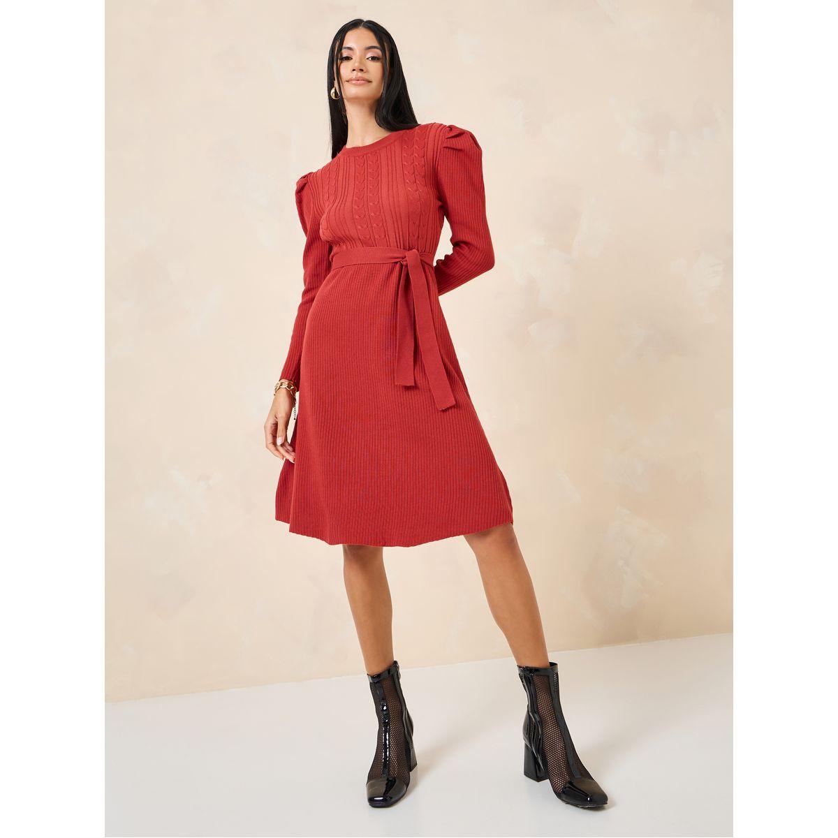 فستان محبوك بطول الركبة-women-clothing-dresses-image-2