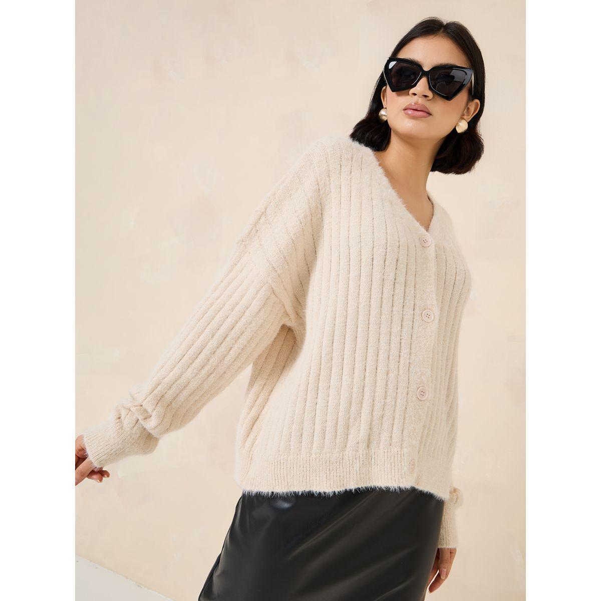 Styli Short Length Fuzzy Knit Button Down Cardigan-women-winterwear-cardigansandjumpers-cardigans-image-3