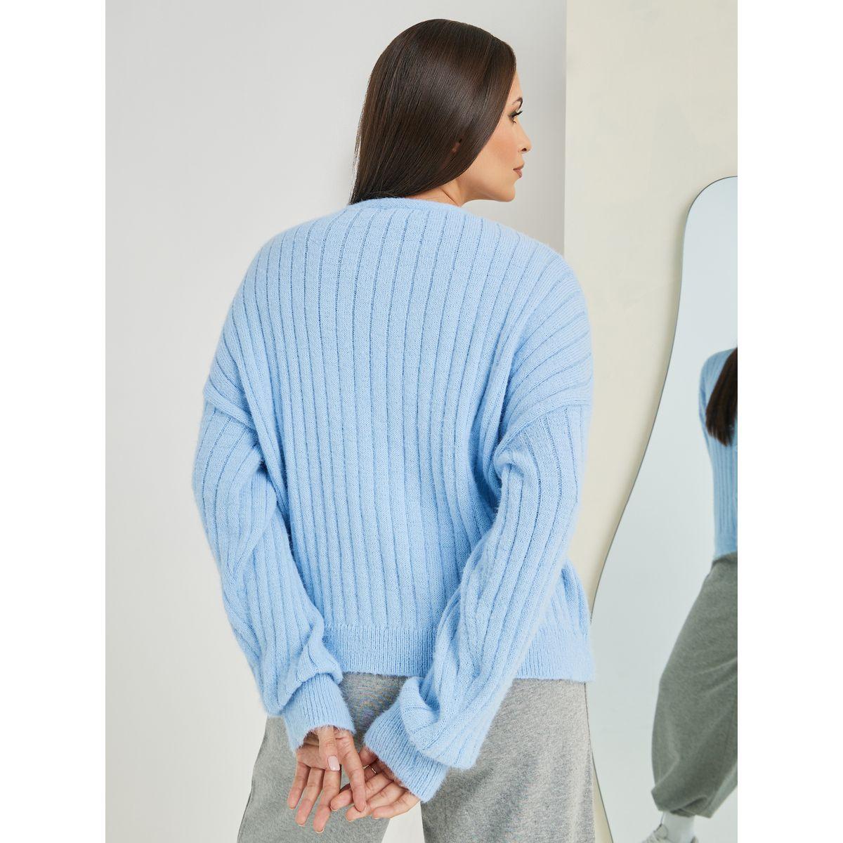 Styli Short Length Fuzzy Knit Button Down Cardigan-women-winterwear-cardigansandjumpers-cardigans-image-3