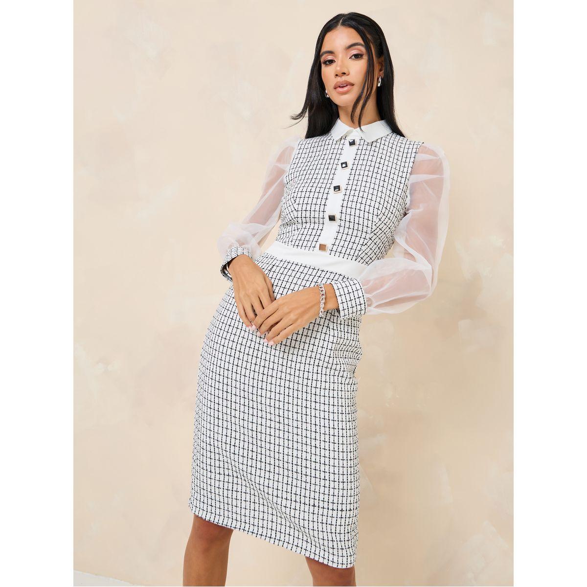 فستان بطول الركبة وتفاصيل شبكية-women-clothing-dresses-image-1
