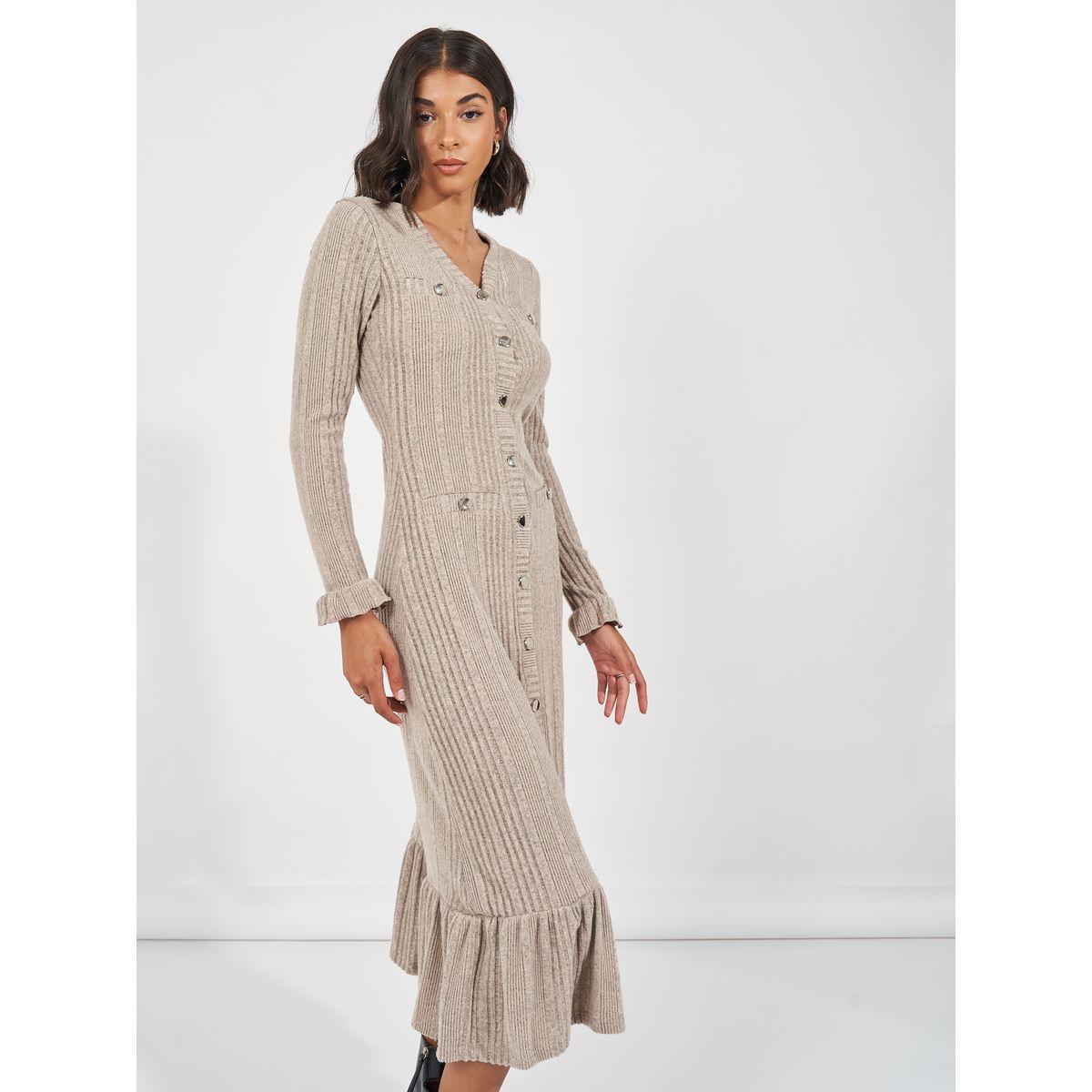 فستان ميدي محبوك بتفاصيل بارزة الملمس-women-clothing-dresses-image-4