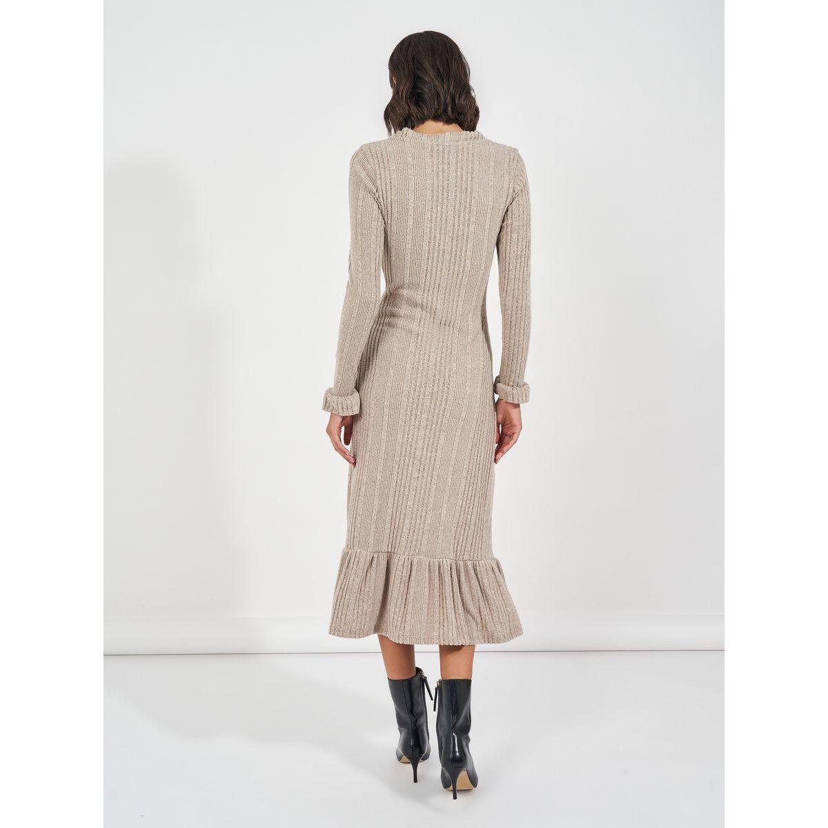 Styli Textured Knit Sweater Midi Dress with Button Detail-women-clothing-dresses-image-7