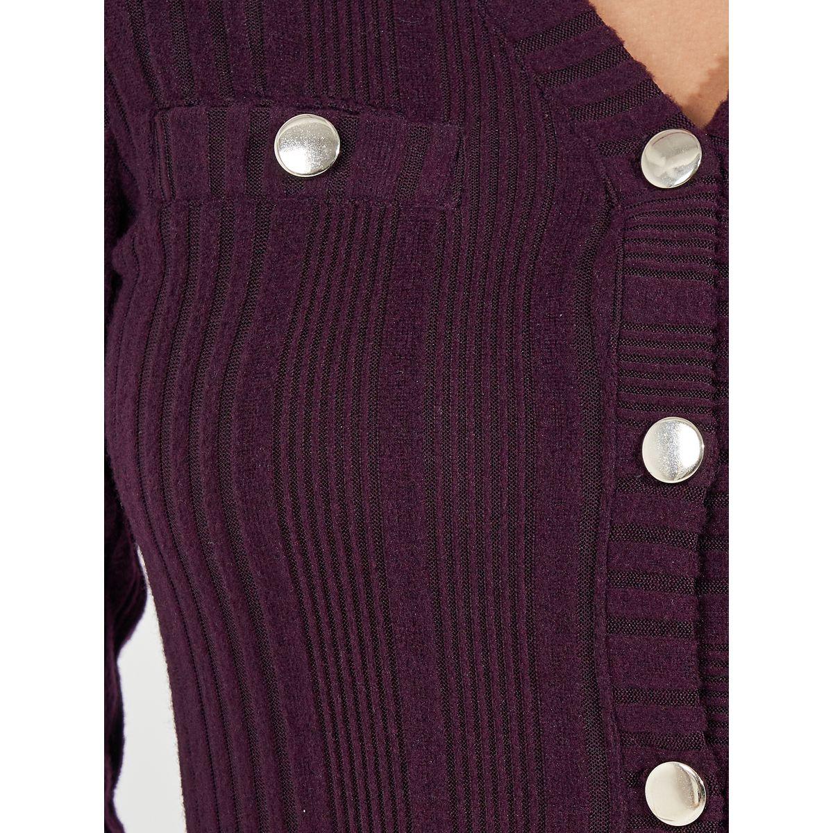 Styli Textured Knit Sweater Midi Dress with Button Detail-women-clothing-dresses-image-4