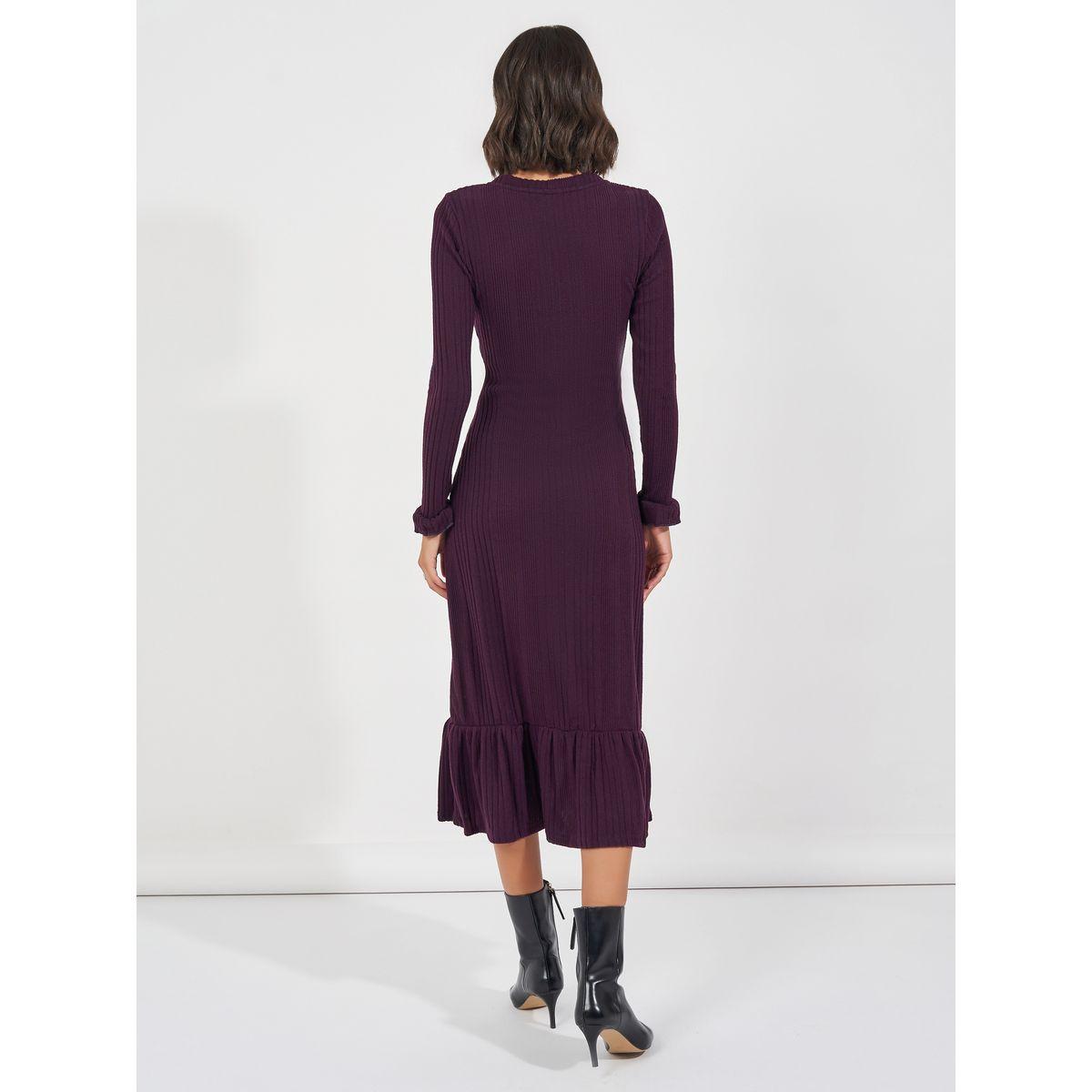 Styli Textured Knit Sweater Midi Dress with Button Detail-women-clothing-dresses-image-6