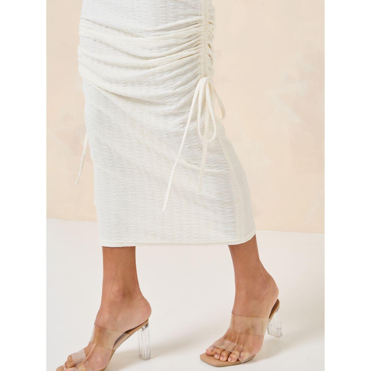 Styli Drawstring Detail Ruched Sheath Midi Dress-women-clothing-dresses-image-3
