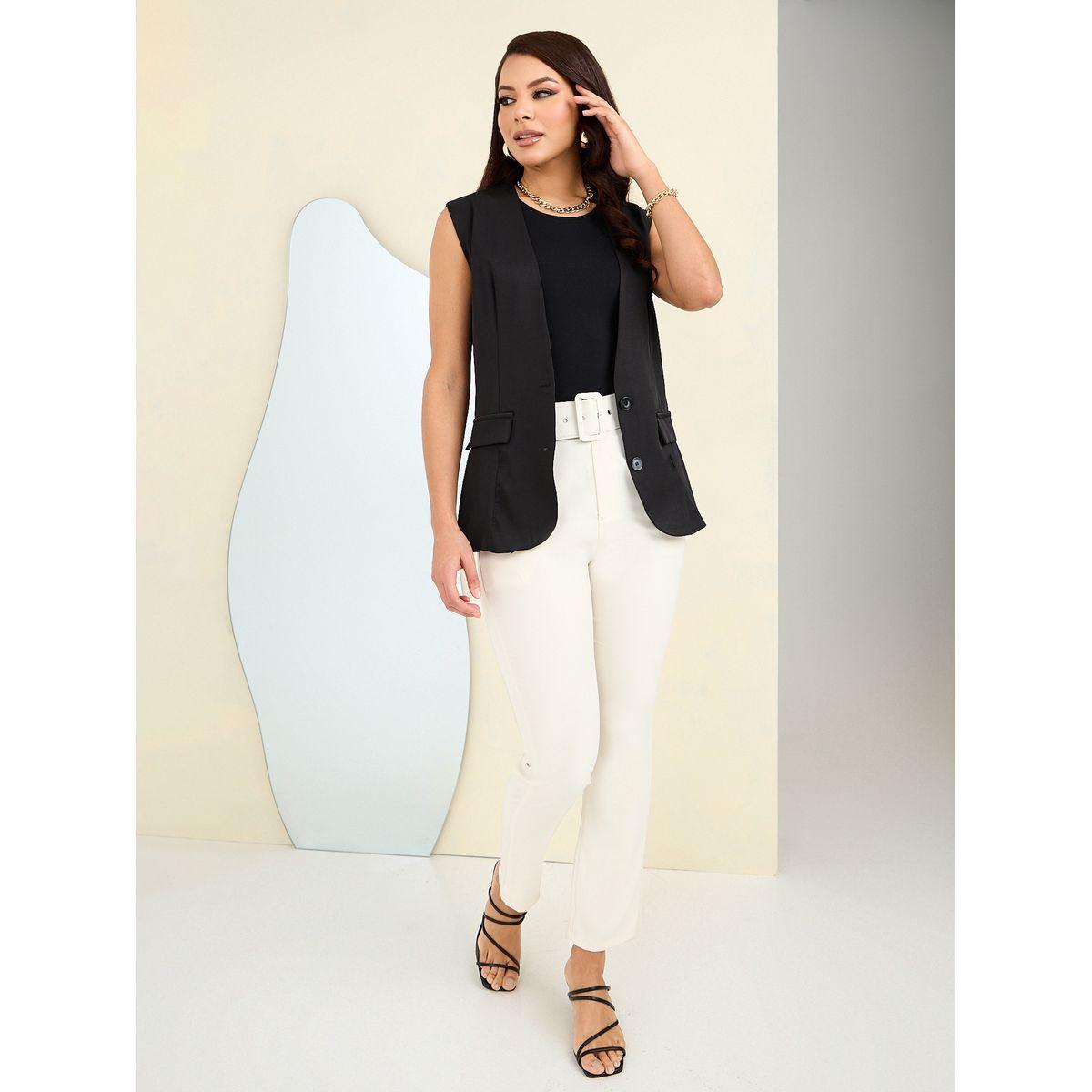 Styli Tapered Fit Tailored Pants With Fabric Belt-women-clothing-bottoms-trousers-image-1