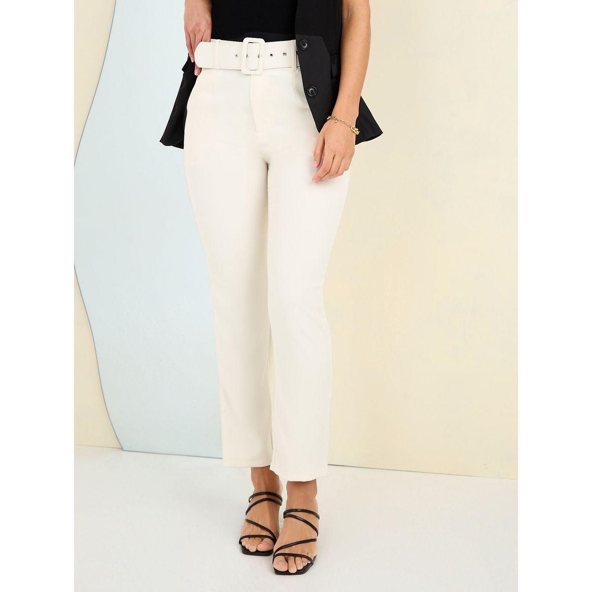 Styli Tapered Fit Tailored Pants With Fabric Belt-women-clothing-bottoms-trousers-image-2