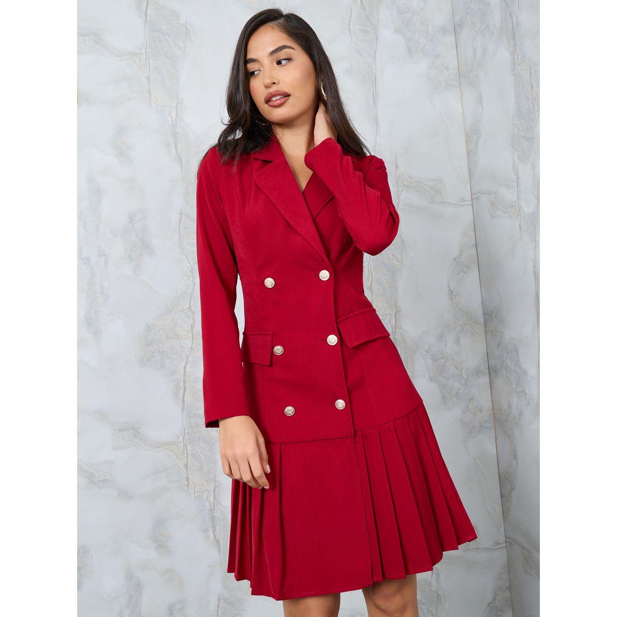 Styli Pleated Hem Blazer Knee Length Dress-women-clothing-dresses-image-2
