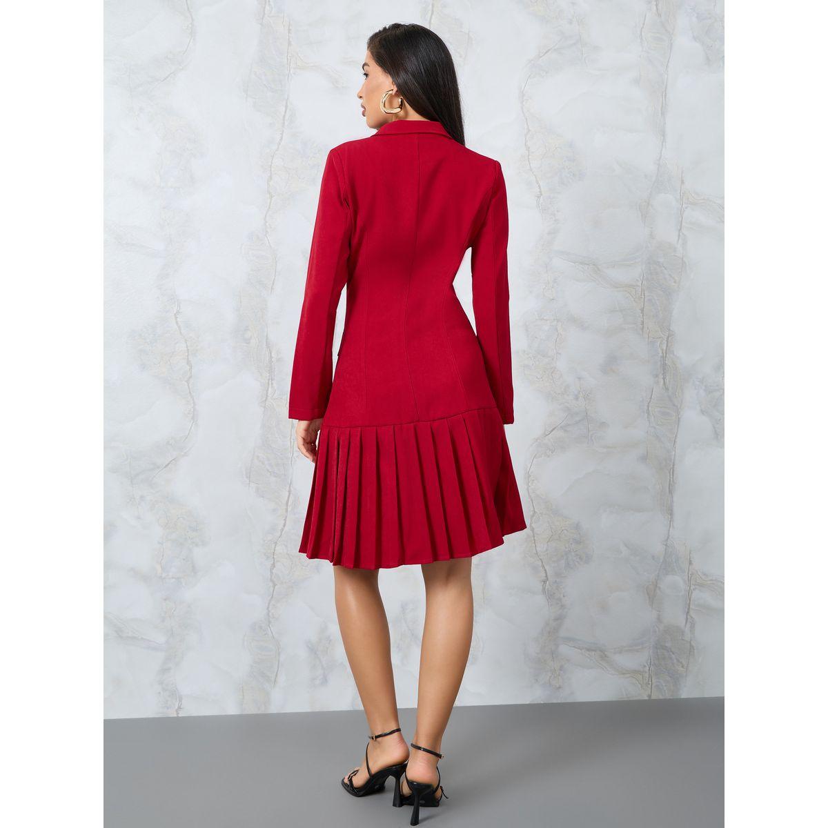 Styli Pleated Hem Blazer Knee Length Dress-women-clothing-dresses-image-4