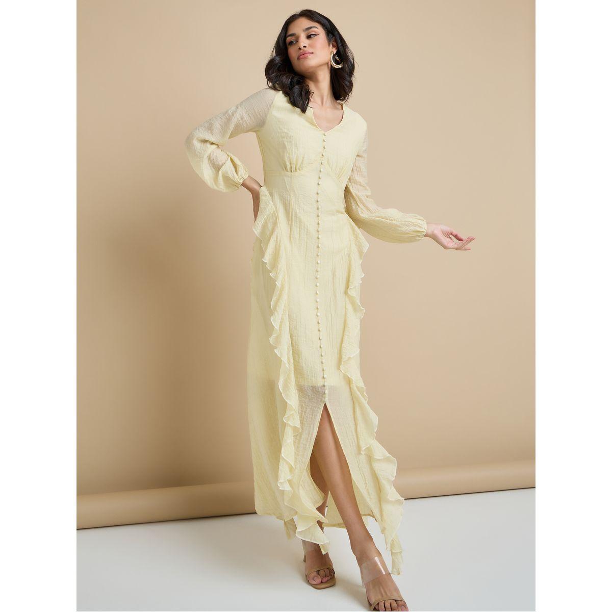 Styli Button Detail Ruffled Shift Maxi Dress-women-clothing-dresses-image-2