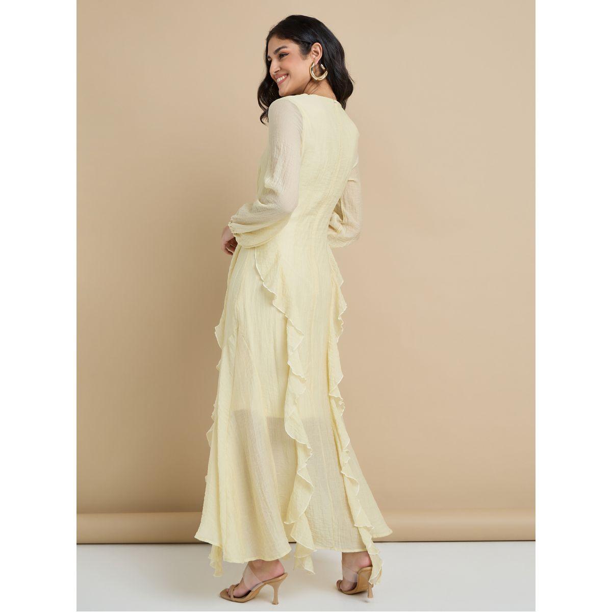 Styli Button Detail Ruffled Shift Maxi Dress-women-clothing-dresses-image-5