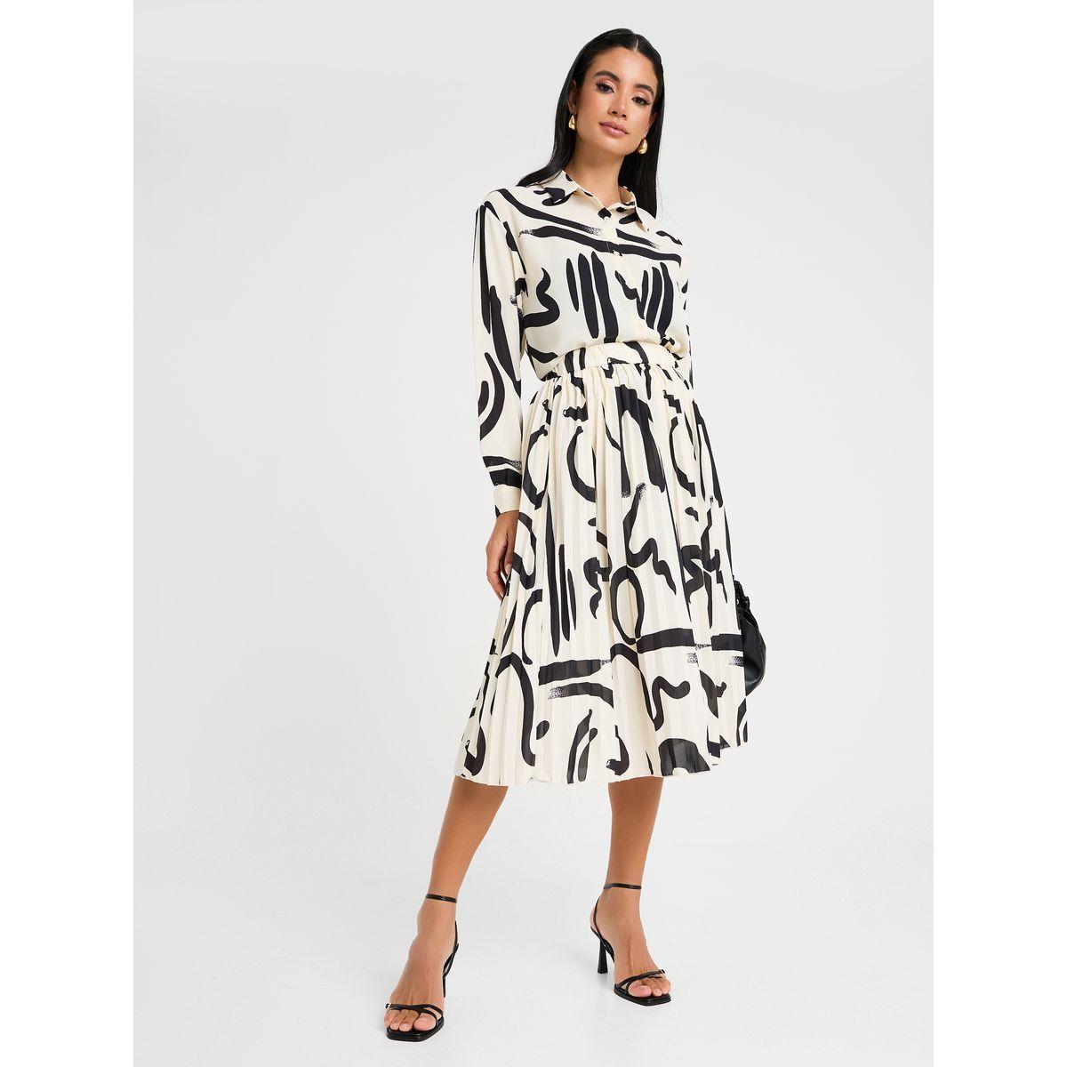 Styli Abstract Print Pleated Midi Skirt-women-clothing-bottoms-skirts-image-1