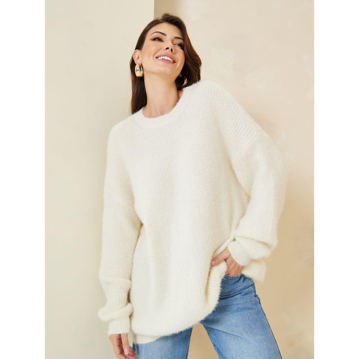 Styli Oversized Longline Fuzzy Yarn Sweater-women-clothing-cardigansandjumpers-jumpers-image-1