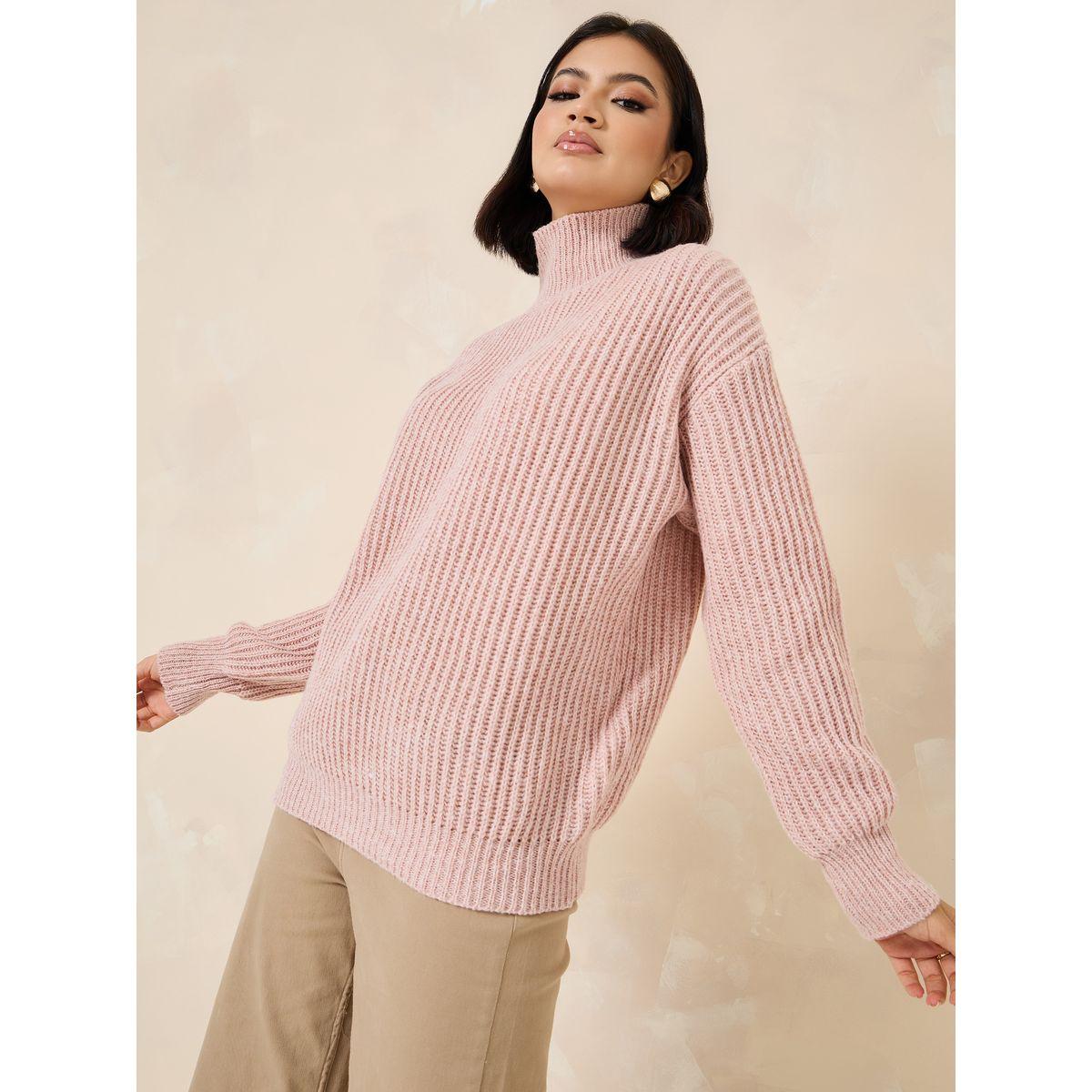 Styli Textured Ribbed High Neck Mixed Yarn Sweater-women-clothing-cardigansandjumpers-jumpers-image-1