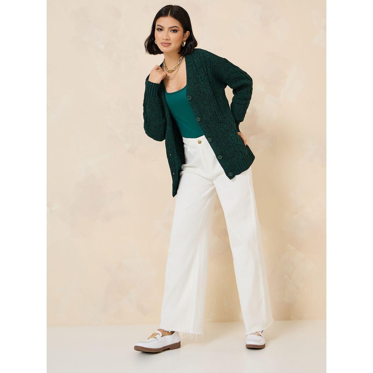 Styli Cable Knit Button Down Regular Fit Cardigan-women-winterwear-cardigansandjumpers-cardigans-image-2