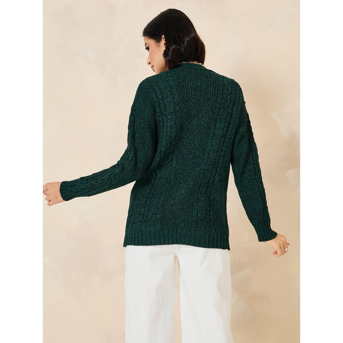 Styli Cable Knit Button Down Regular Fit Cardigan-women-winterwear-cardigansandjumpers-cardigans-image-5