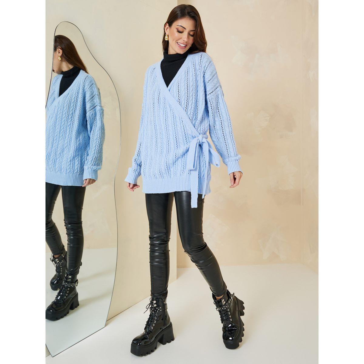 Styli Oversized Longline Wrap Front Cable Knit Sweater-women-clothing-cardigansandjumpers-jumpers-image-1