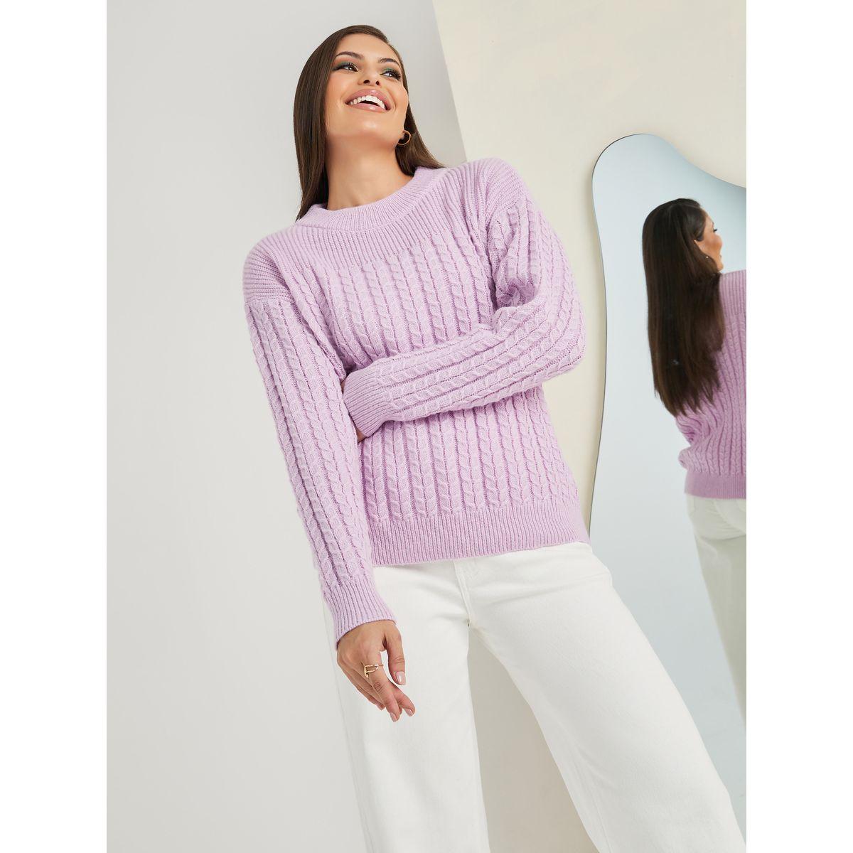 Styli Regular Fit Brushed Yarn Cable Knit Sweater-women-clothing-cardigansandjumpers-jumpers-image-2