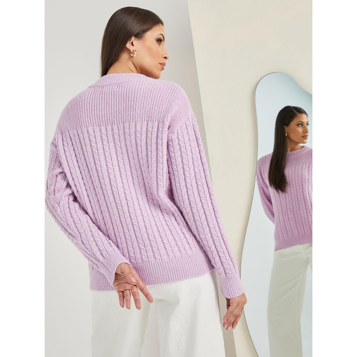 Styli Regular Fit Brushed Yarn Cable Knit Sweater-women-clothing-cardigansandjumpers-jumpers-image-4