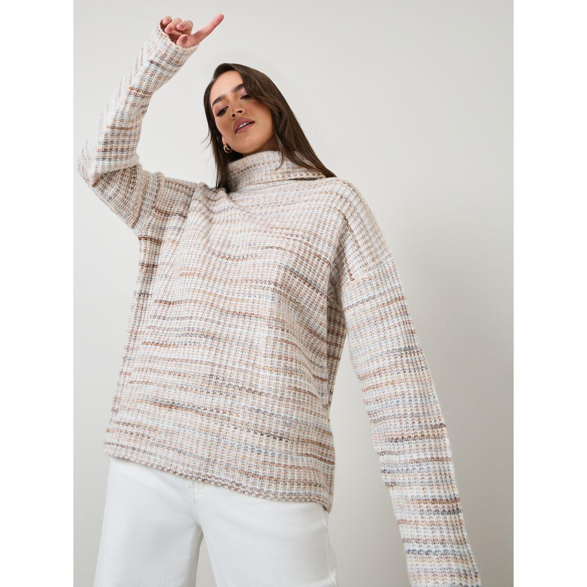Styli Regular Fit Turtle Neck Chunky Knit Mixed Yarn Sweater-women-clothing-cardigansandjumpers-jumpers-image-3