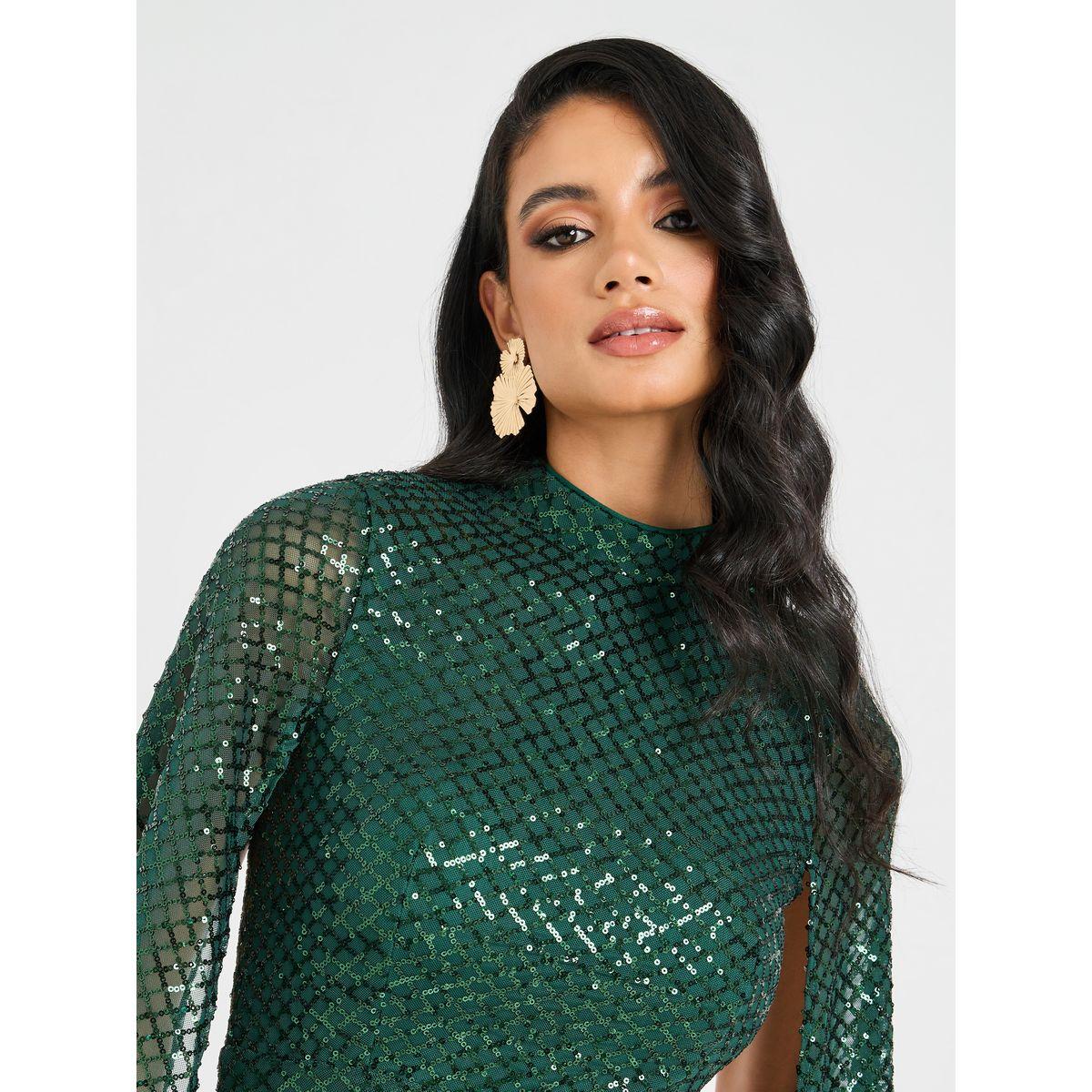 Slit Sleeve Detail Mermaid Hem Prom Maxi Dress-women-clothing-dresses-image-3