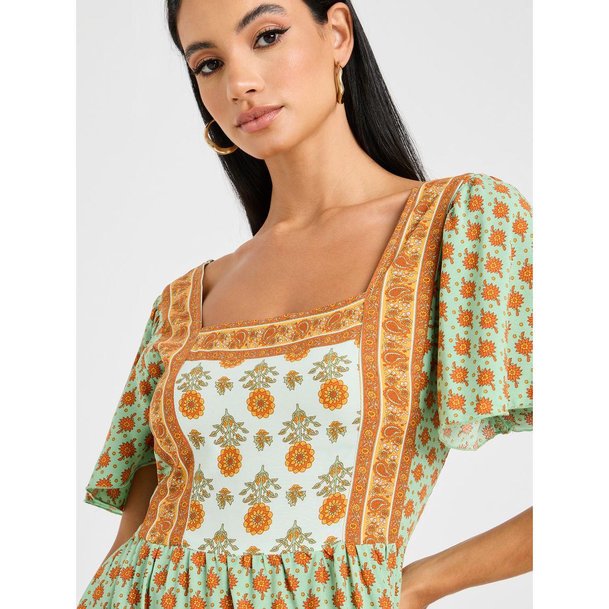 Styli Square Neck Floral A-Line Midi Dress-women-clothing-dresses-image-3
