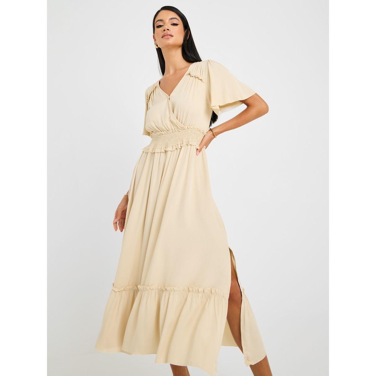 فستان ميدي بكسرات وكشكش-women-clothing-dresses-image-2