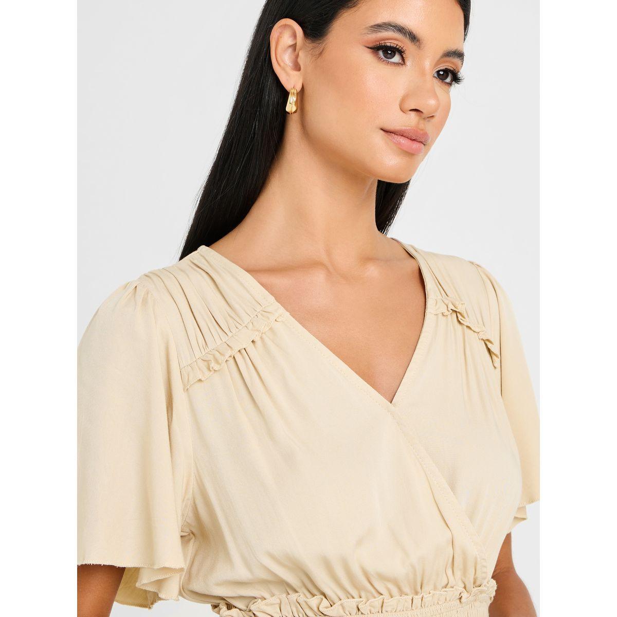 فستان ميدي بكسرات وكشكش-women-clothing-dresses-image-3