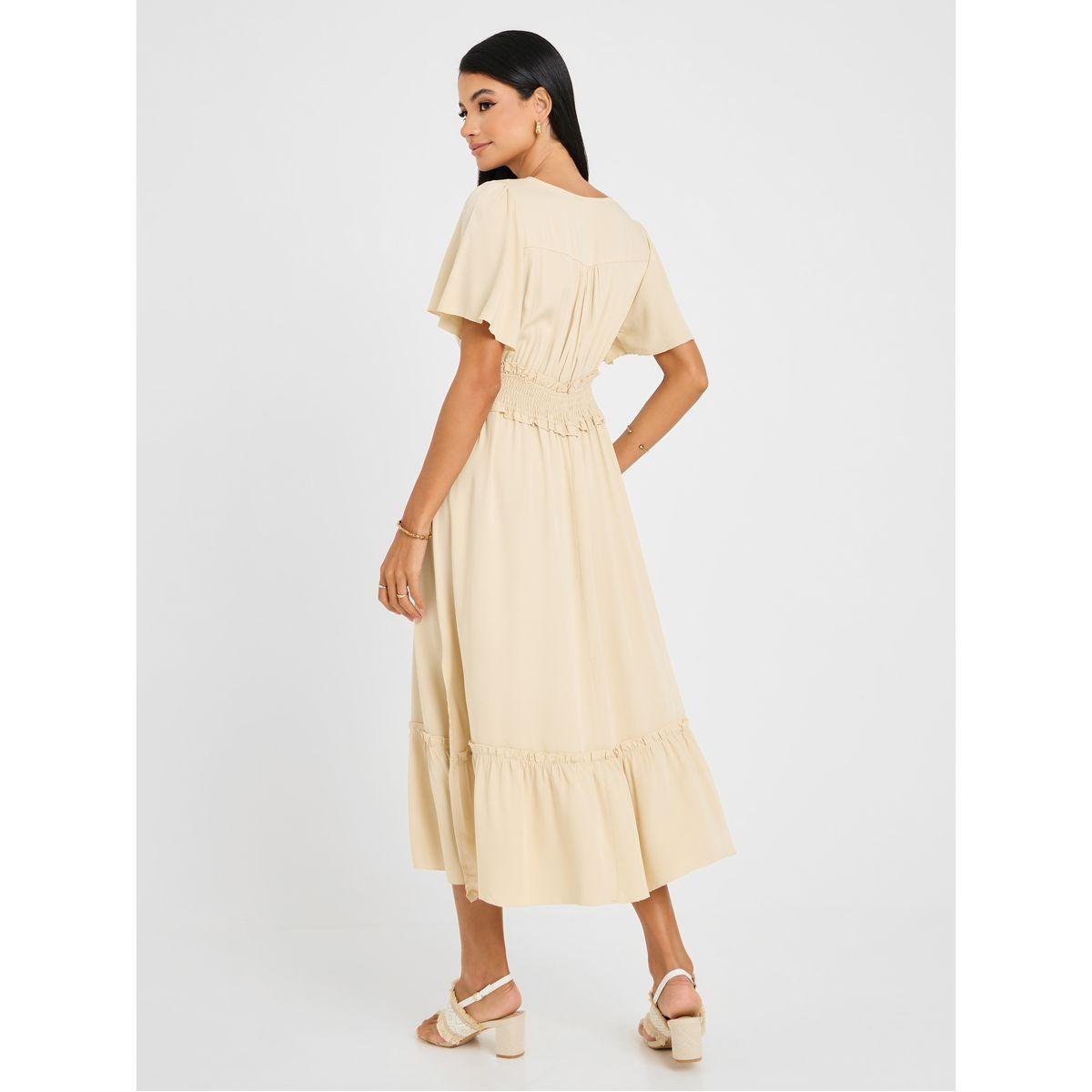 فستان ميدي بكسرات وكشكش-women-clothing-dresses-image-5