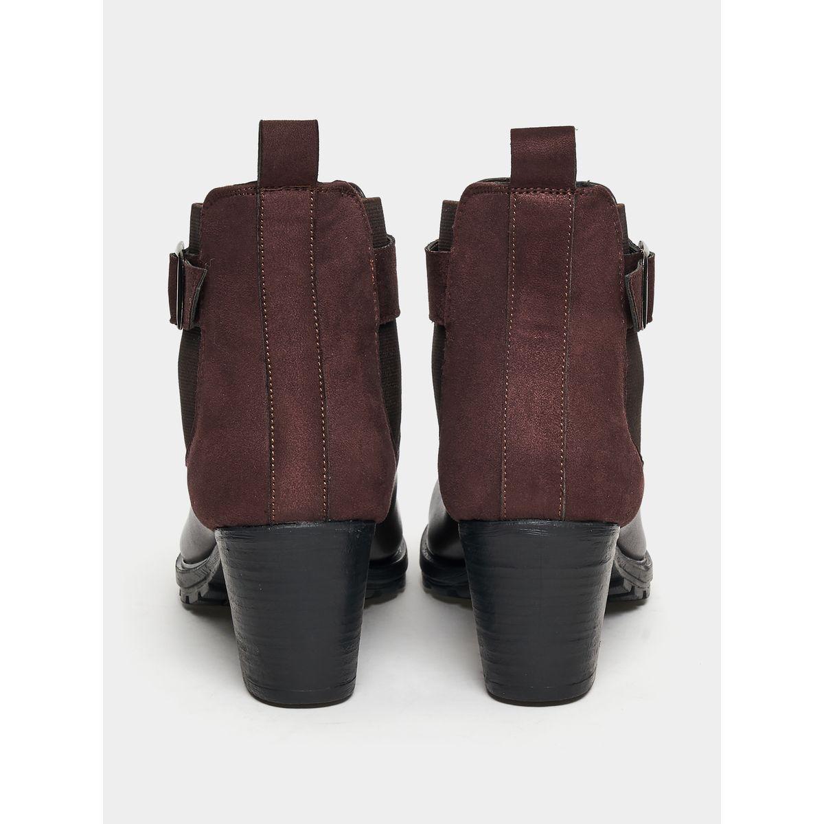 Styli Mid Shaft Block Heel Boots With Buckle Detailing-women-shoes-boots-image-4