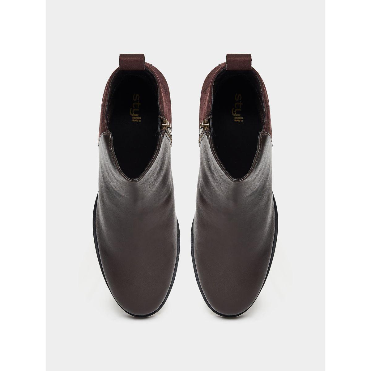 Styli Color Block Mid Shaft Block Heel Boots-women-shoes-boots-image-5