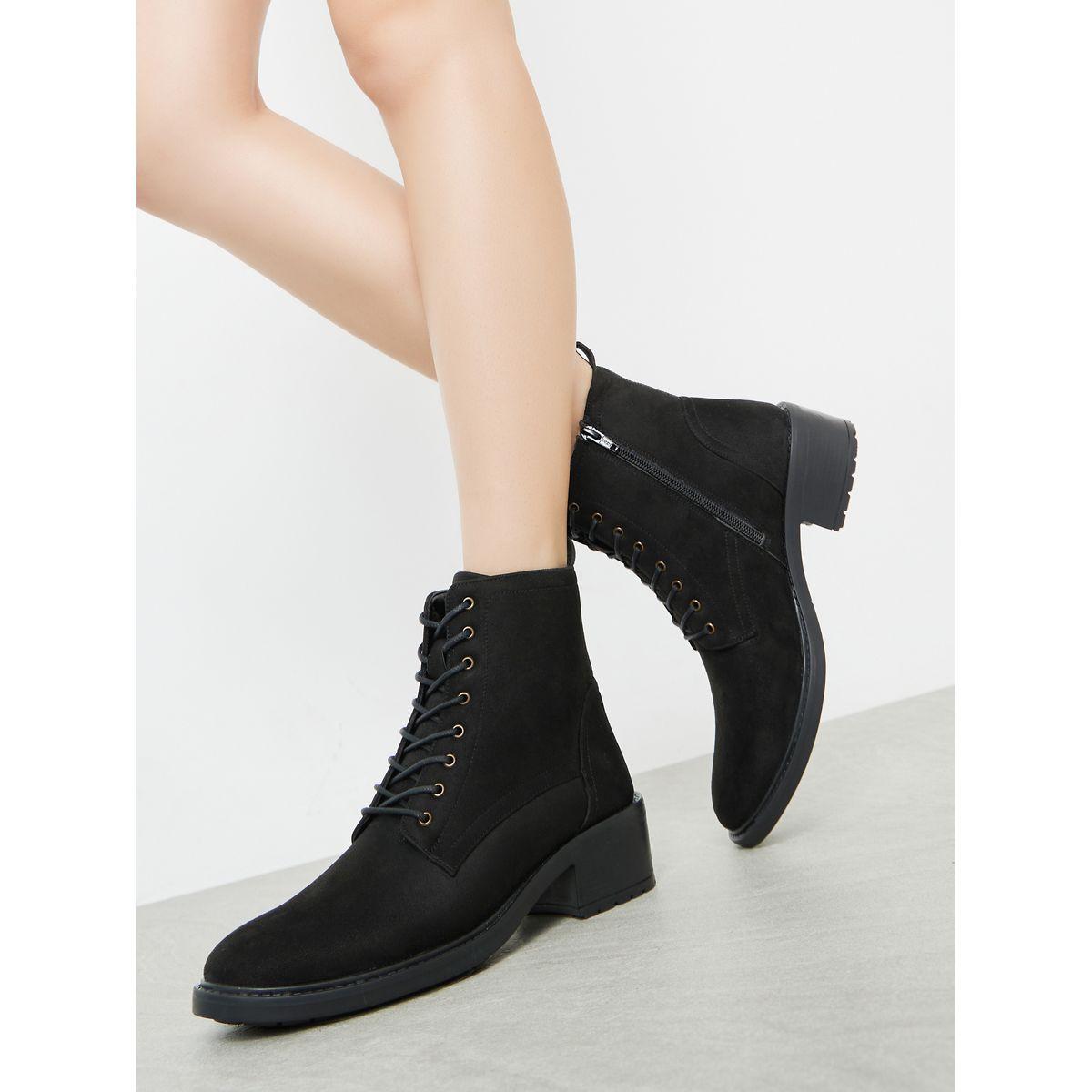 Styli Block Heel Lace Up Boots-women-shoes-boots-image-1
