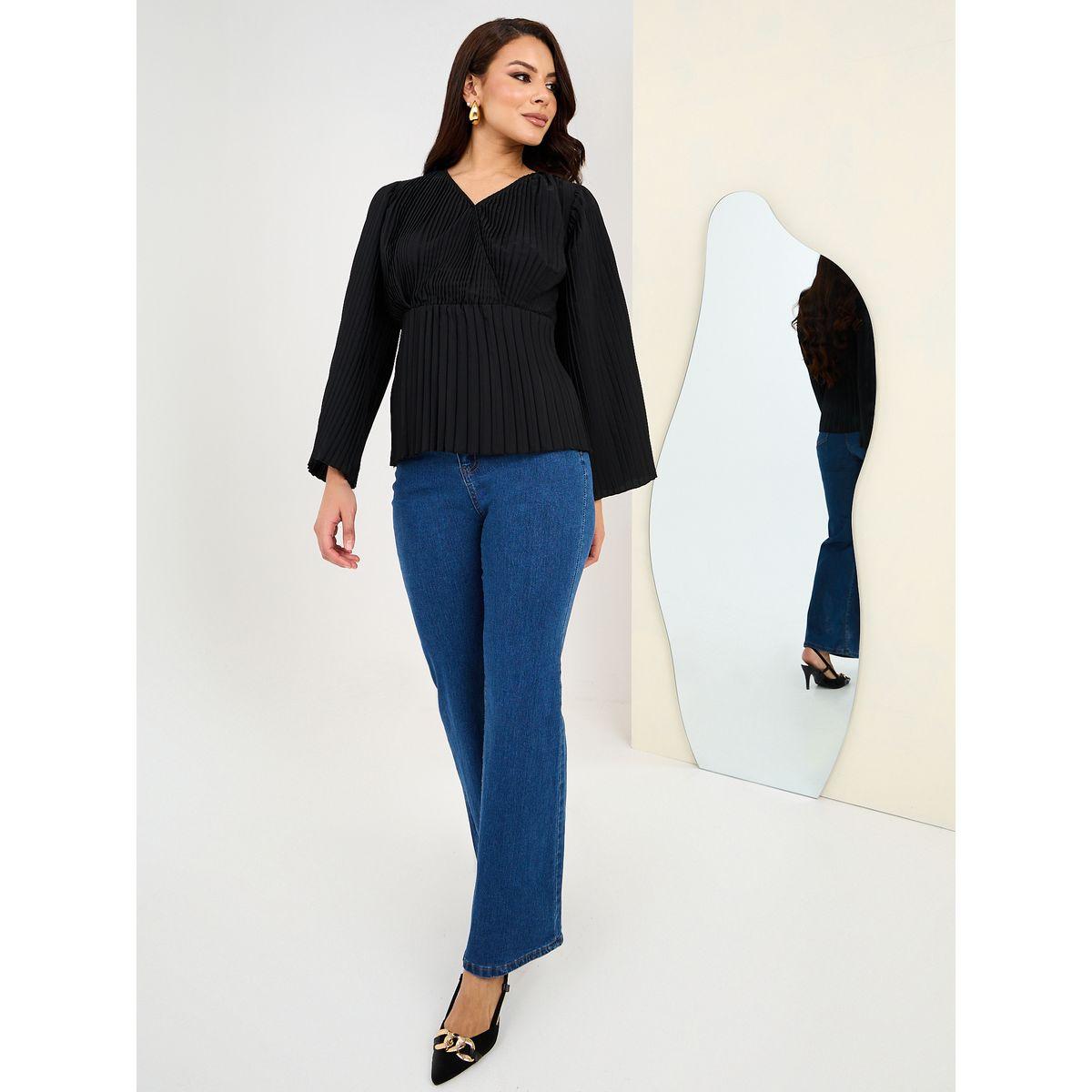 Styli Regular Fit V Neck Pleated Wrap Top-women-clothing-shirtsandblouses-blouses-image-2