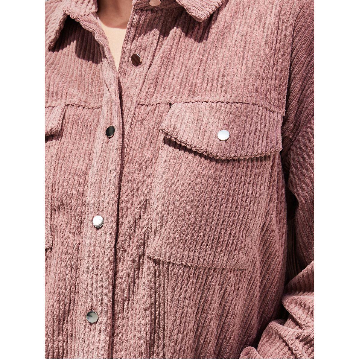 Styli Elevate Boxy Corduroy Jacket with Flap Pocket-women-winterwear-coatsandjackets-jackets-image-4