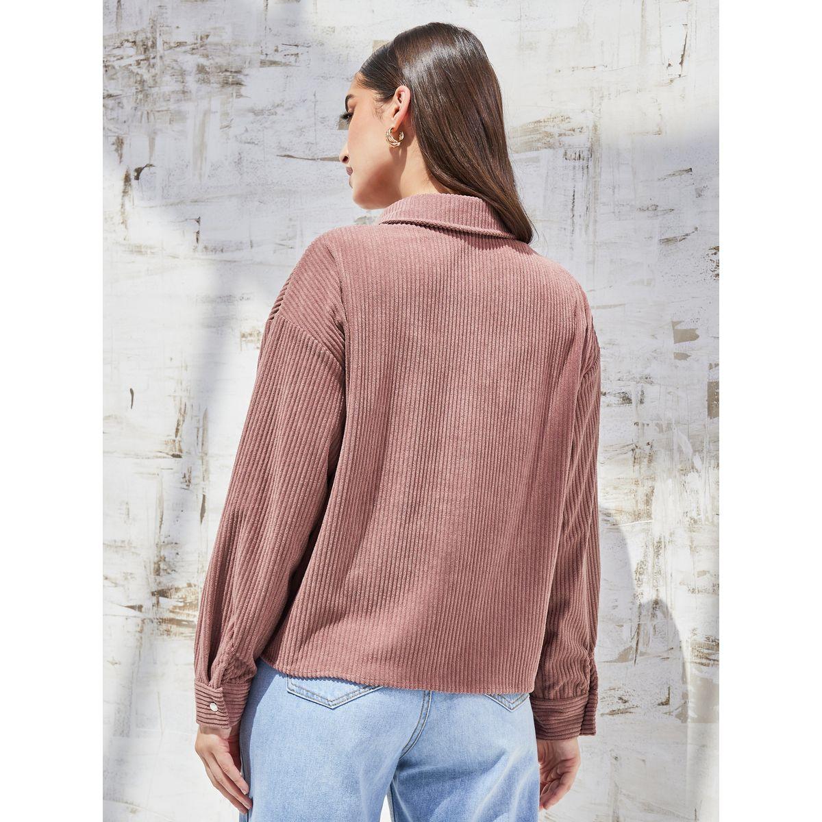 Styli Elevate Boxy Corduroy Jacket with Flap Pocket-women-winterwear-coatsandjackets-jackets-image-5