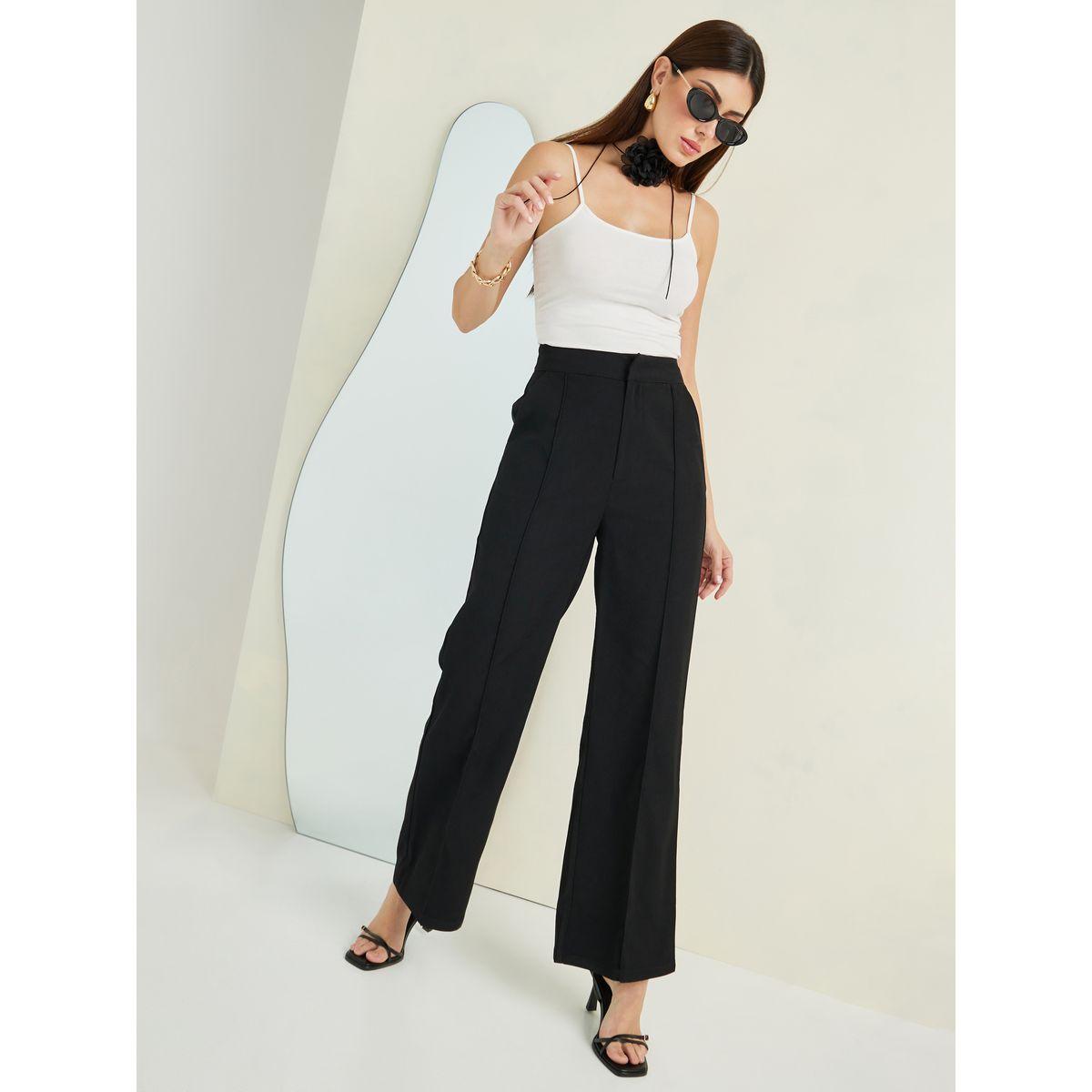 Mrat Full Length Pants Women Comfy Pants Ladies High Waist Pants Turned  Waist Wide Leg Trousers Casual Slim Straight Trousers Female Fit Trouser  Pant - Walmart.com