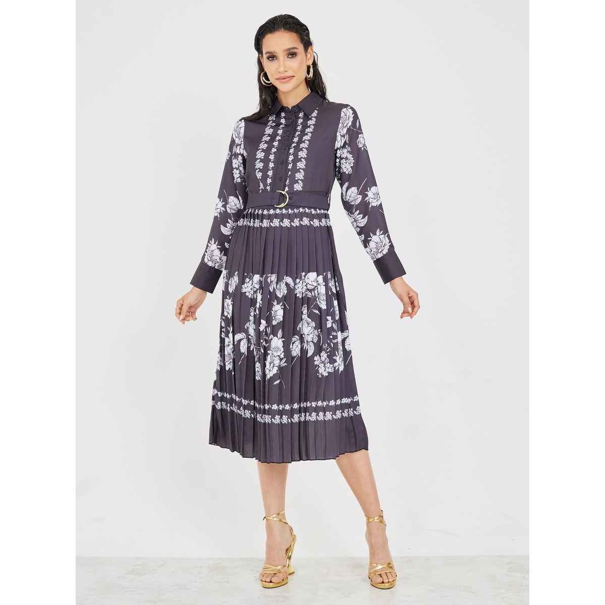 فستان ميدي مطبع بزهور-women-clothing-dresses-image-1