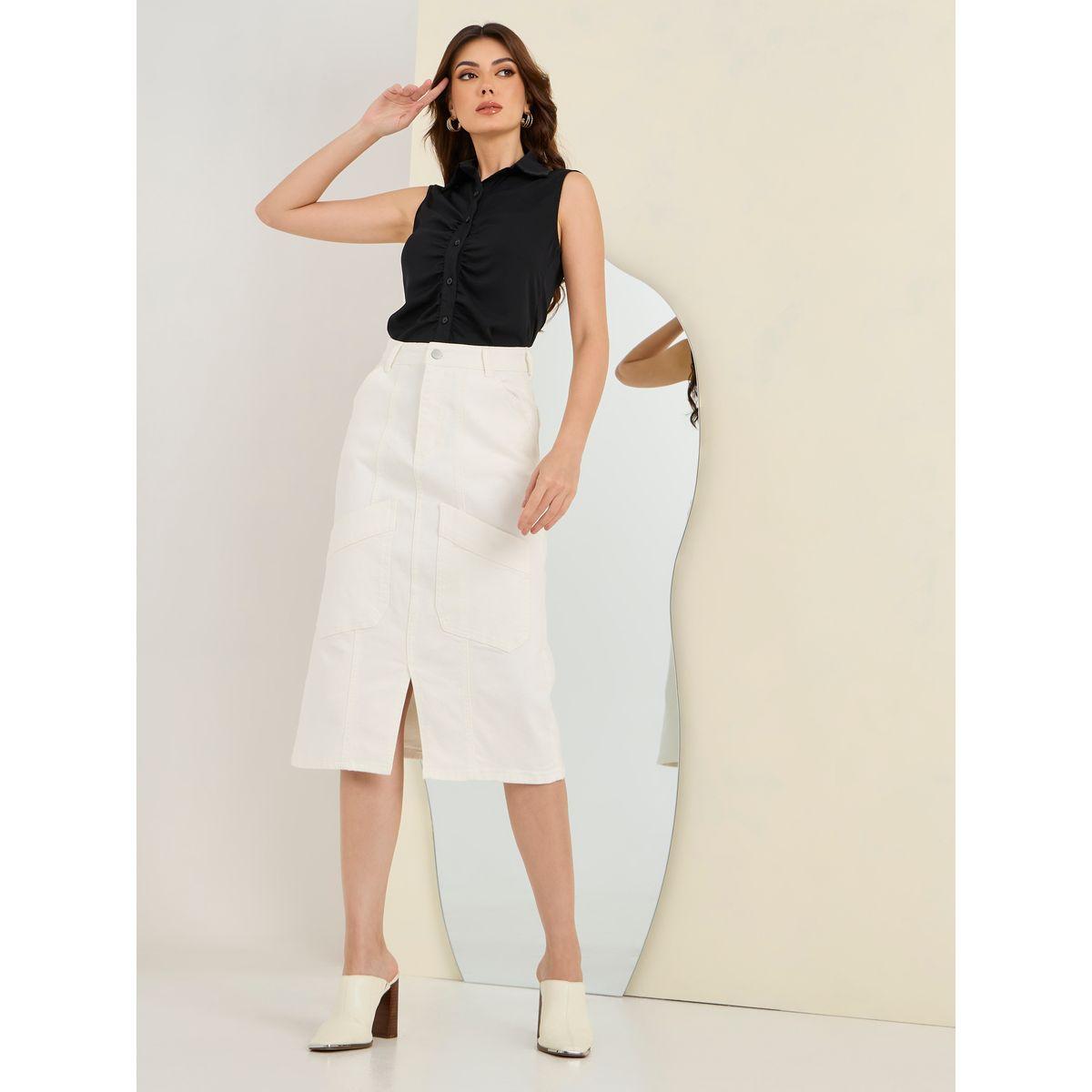 تنورة دنيم بشق جانبي وجيوب-women-clothing-bottoms-skirts-image-1