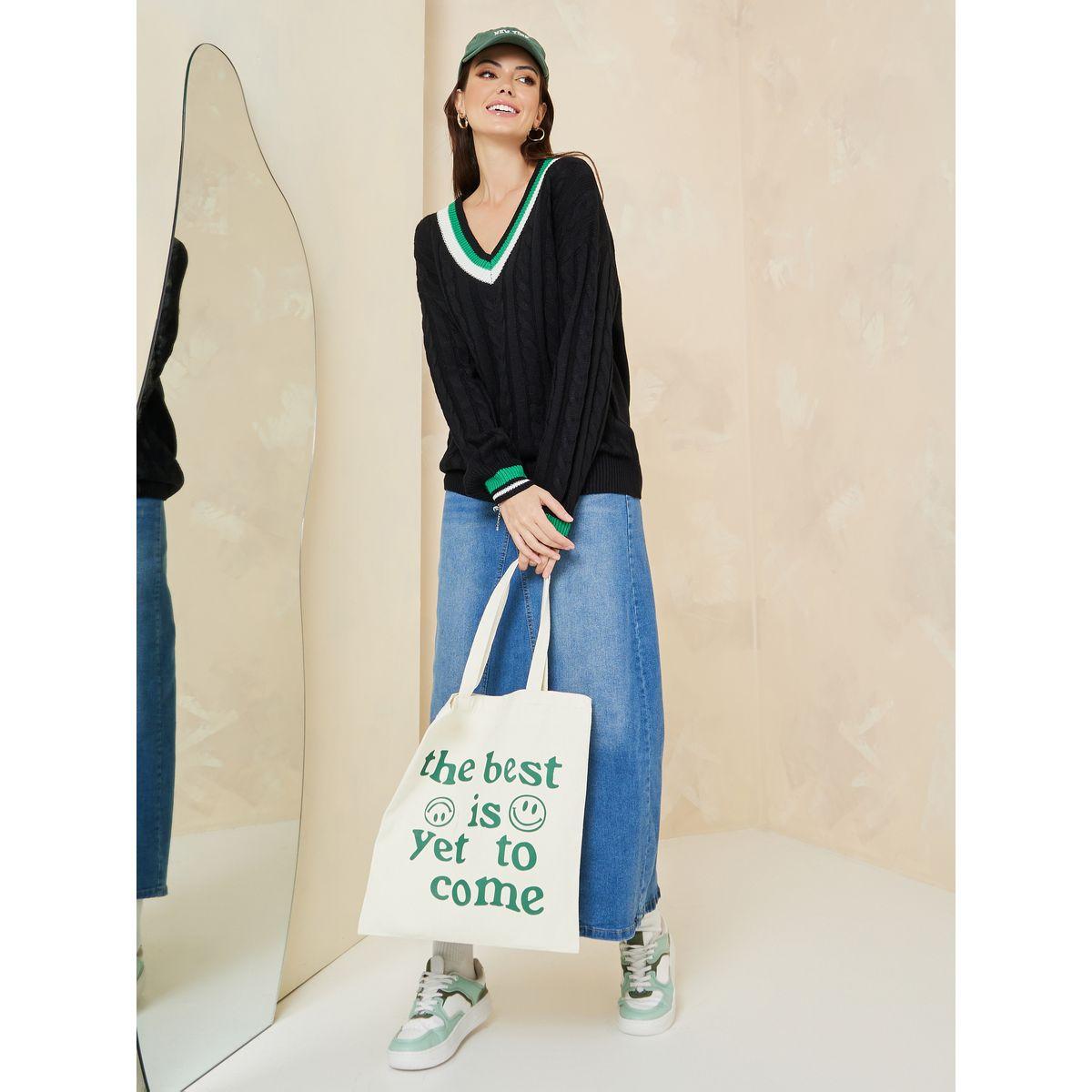 Styli Regular Fit Striped Detail V Neck Sweater-women-clothing-cardigansandjumpers-jumpers-image-1