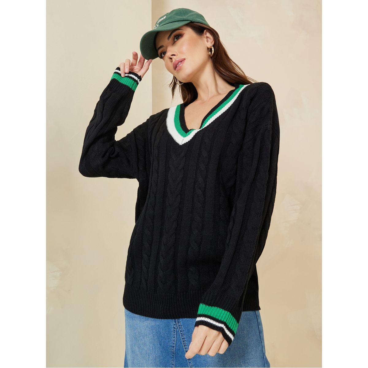 Styli Regular Fit Striped Detail V Neck Sweater-women-clothing-cardigansandjumpers-jumpers-image-2