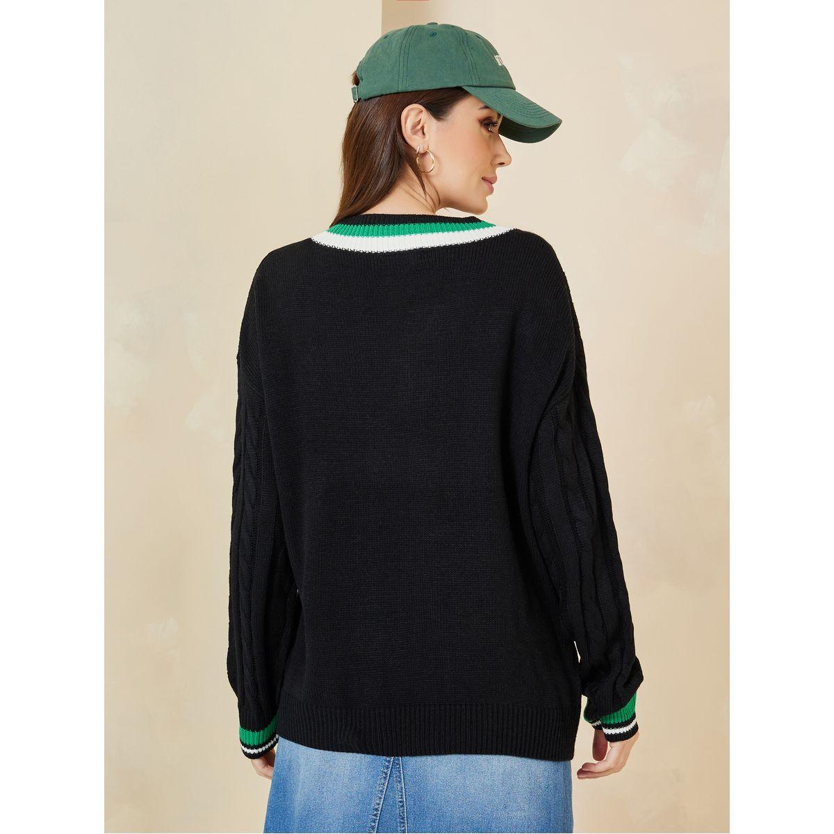 Styli Regular Fit Striped Detail V Neck Sweater-women-clothing-cardigansandjumpers-jumpers-image-4