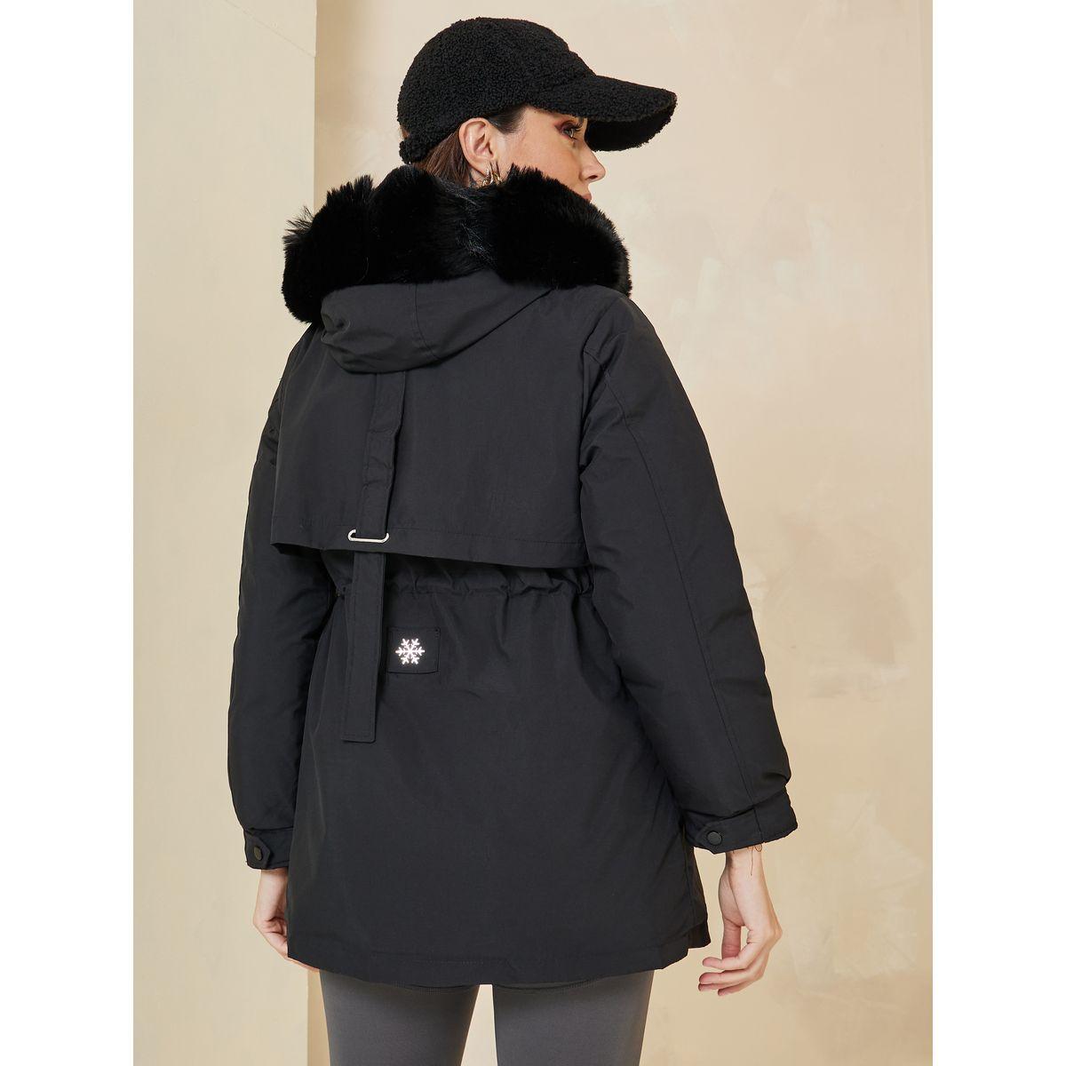 Styli Regular Fit Parka Coat with Faux Fur Hoodie-women-winterwear-coatsandjackets-coats-image-6