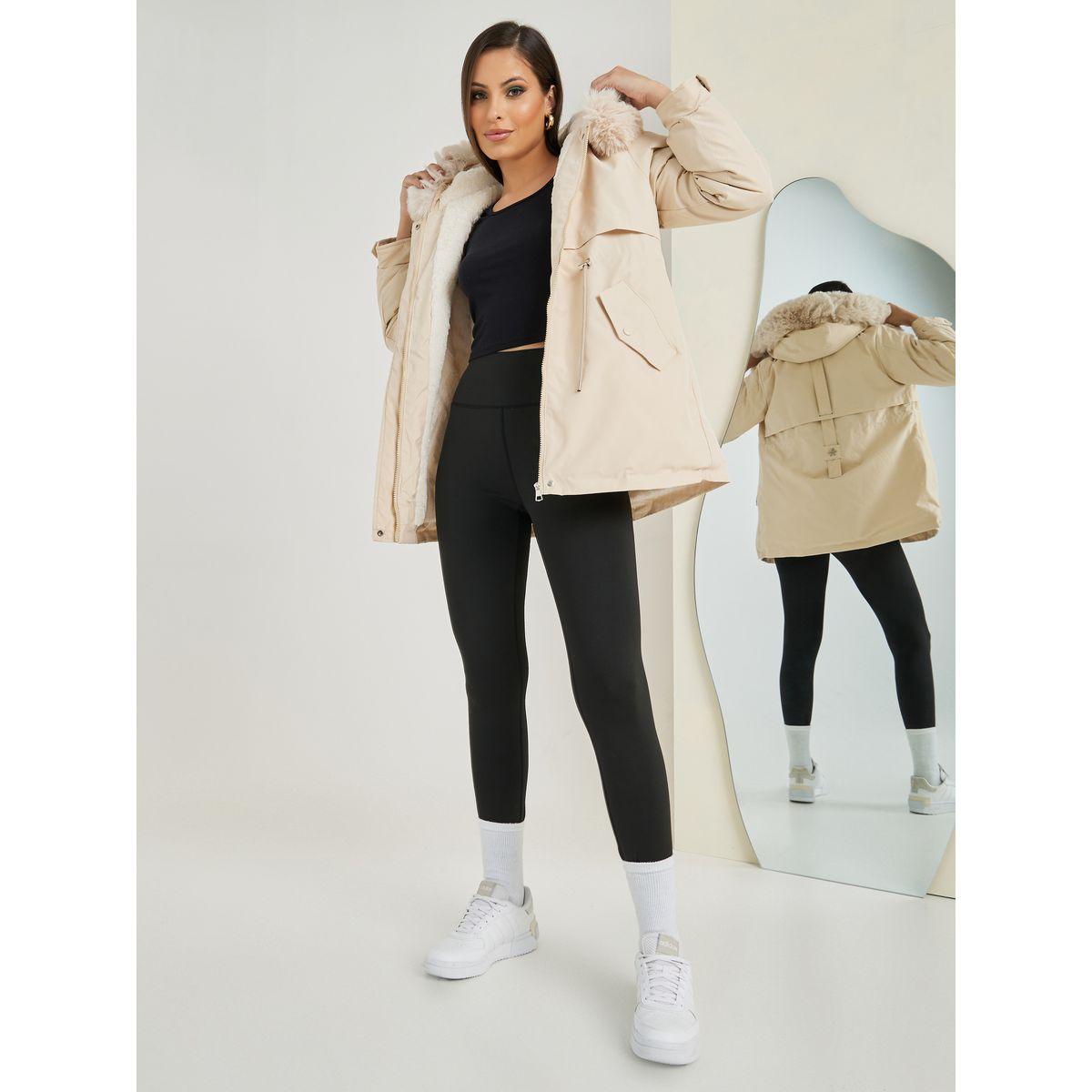 Styli Regular Fit Parka Coat with Faux Fur Hoodie-women-winterwear-coatsandjackets-coats-image-1